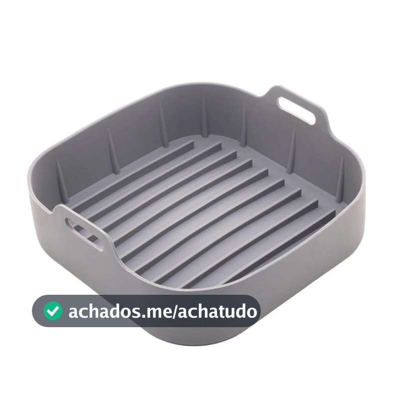 LYOR - Forma Quadrada de Silicone para Air Fryer Cinza 16cm x 5,5cm