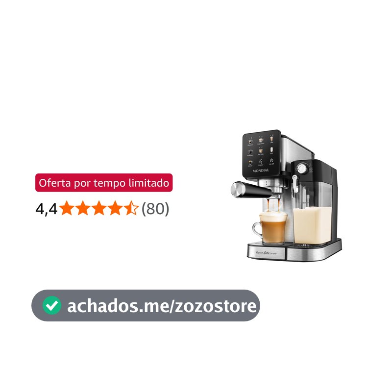 MONDIAL, Cafeteira Espresso Automática Dolce Latte 20 bar, Preto/Inox 1250W, 110V - CCL-01