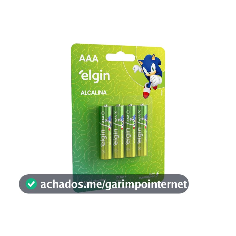 Pilha Alcalina, Elgin, Palito AAA, Blister com 4