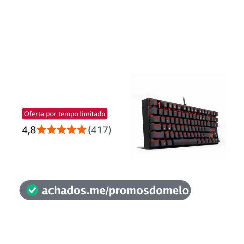 Redragon Teclado Mecânico Gamer Kumara ABNT2 LED Vermelho Single Color Switch Outemu Blue, UNICO, K552-2 PT-Blue