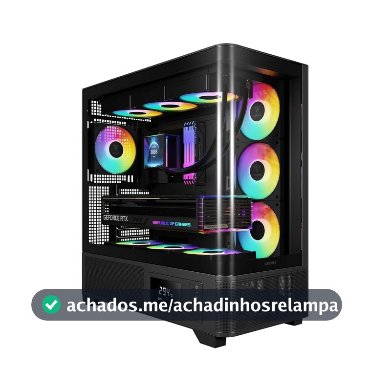 Gabinete Mid Tower Gamdias Atlas P2 CG ATX Vidro Temperado Panorâmico 4 Fans ARGB Preto ATLAS P2 CG