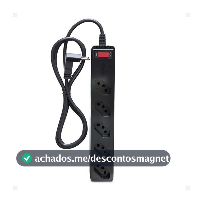 Filtro de linha com protetor contra surtos (DPS) - 127/220 volts - 10 amperes - 5 tomadas - 3 pinos - iCLAMPER Energia 5 - LCF - Preto