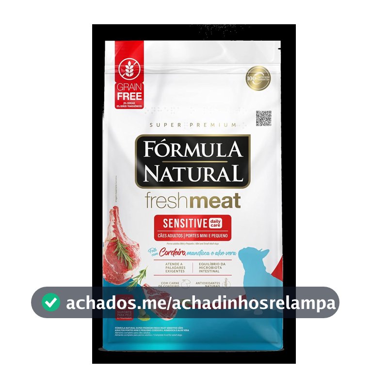 Fórmula Natural Fresh Meat Ração Seca Para Cães Adultos De Pequeno Porte Sabor Carne de Cordeiro 1Kg