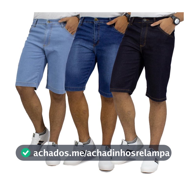 Kit 3 Bermudas Jeans Masculina Lycra Elastano