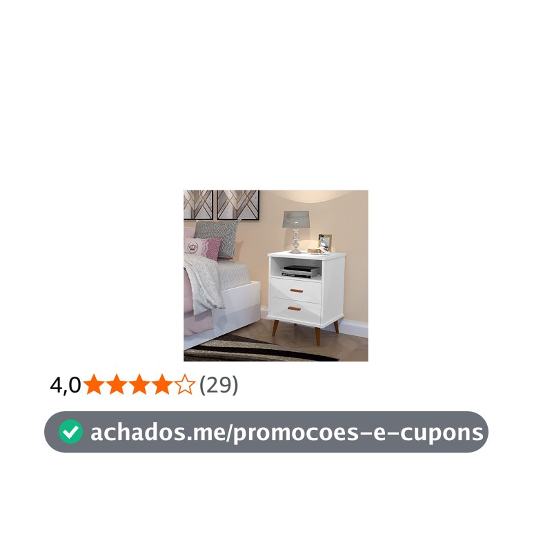 Mesa de Cabeceira em MDF/MDP – Luxo com 02 Gavetas e Nicho – Móvel Auxiliar para Cama Box (BRANCO)