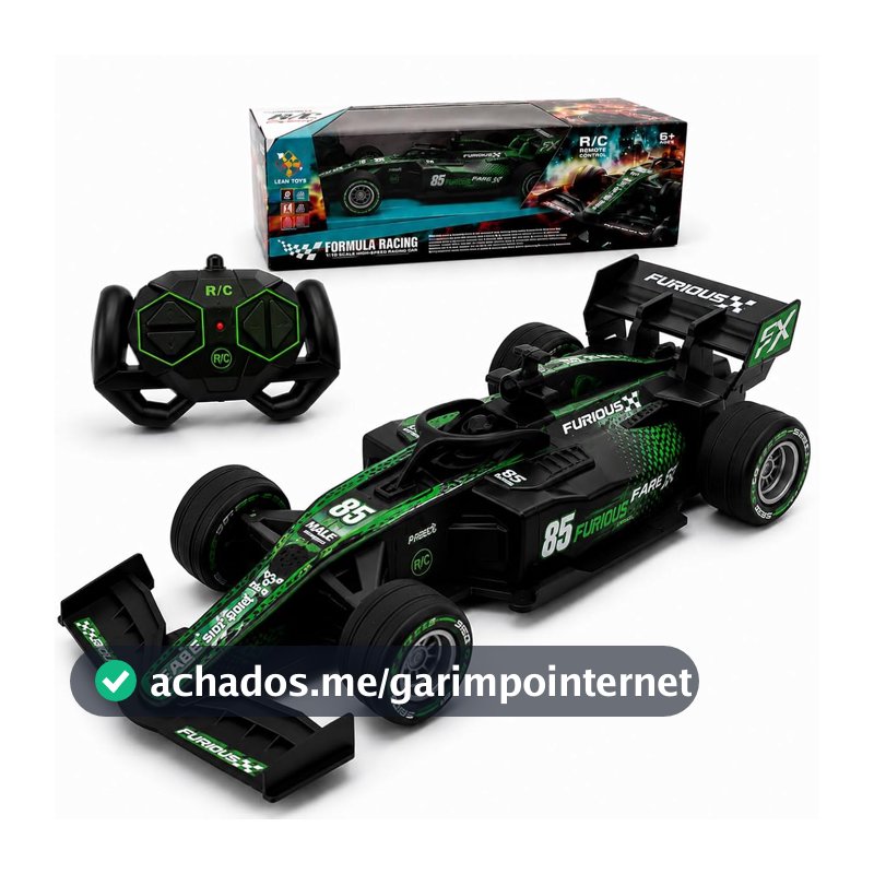 Carrinho Fórmula Racing Controle Remoto Recarregável com Efeito de Fumaça, Cabo USB para Recarga, Design Esportivo, Controle Sem Fio, Brinquedo F 1 (Verde)