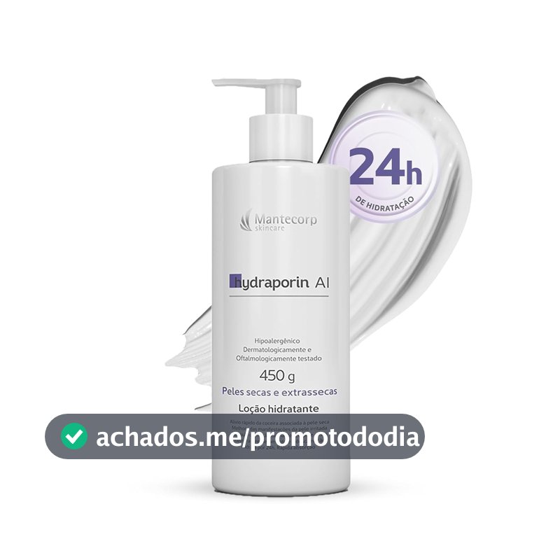 MANTECORP - Hidratante Corporal Hydraporin AI - Hidratação Intensa para Peles Secas e Sensíveis, Hidrata 24h, Ação Anti-inflamatória e Calmante - 450g
