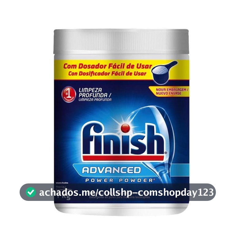 Finish Advanced Detergente para Lava Louças em Pó, Sabão Limpeza Profunda, 1kg