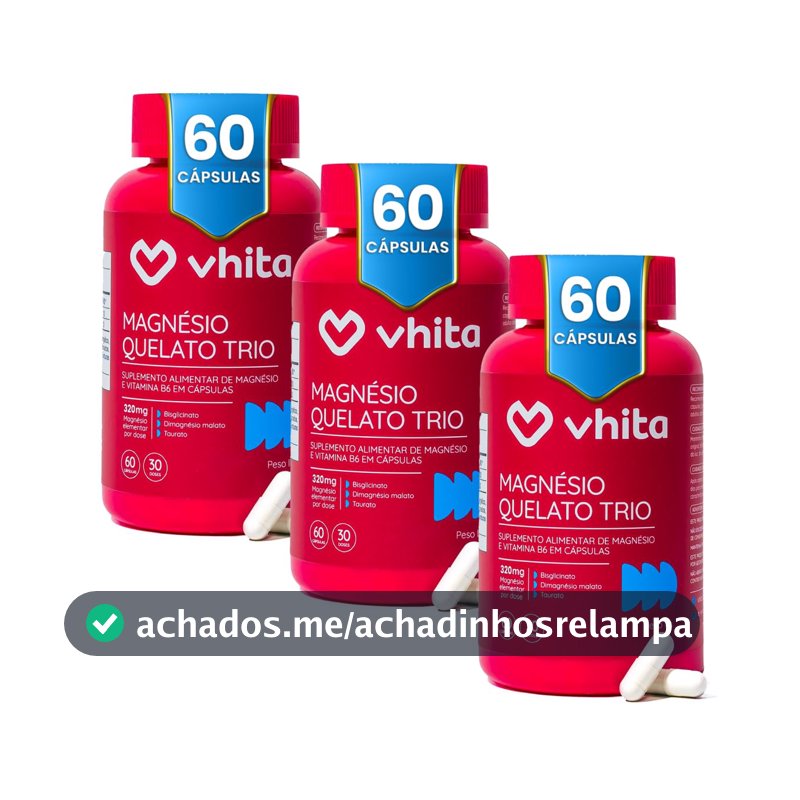 Magnésio Quelato Dimalato Bisglicinato Taurato Vit B6 60 Cáps - 3 unidades