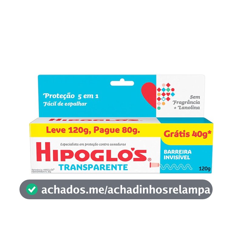 Creme Preventivo de Assaduras para Bebês Hipoglós, Transparente, 120g