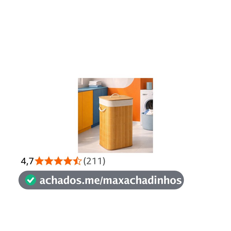 Cesto de Roupas em Bambu 60L com Tampa e Alças, Organizador Lavanderia Dobrável com Revestimento Interno Removível, Design Moderno para Banheiro Quarto Lavanderia Alta Capacidade e Durabilidade Prime