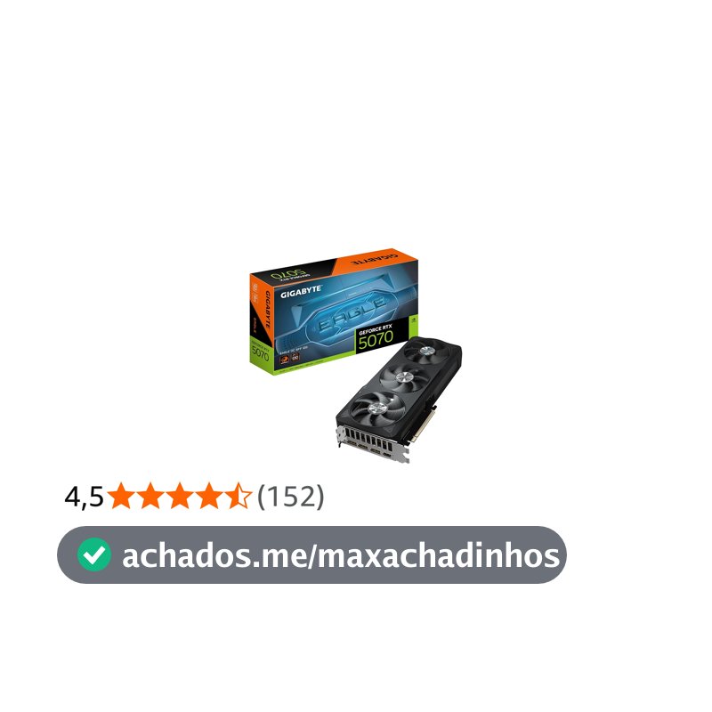 Gigabyte Placa gráfica GeForce RTX 5070 EAGLE OC SFF 12G - 12GB GDDR7, 192bit, PCI-E 5.0, 2587 MHz Core Clock, 3 x DP 2.1a, 1 x HDMI 2.1b, NVIDIA DLSS 4, GV-N5070GAMING OC-12GD