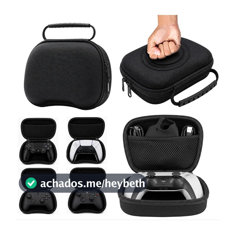 Bolsa Case Estojo Maleta Protetora Preta Premium Compativel Com Controle Ps5 Ps4 Xbox Switch Pro