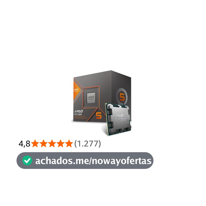 Processador AMD Ryzen 5 8600G Box (AM5/6 Cores/12 Threads/5.0GHz/22MB Cache/Wraith Stealth/Radeon 760M/AMD Ryzen AI)