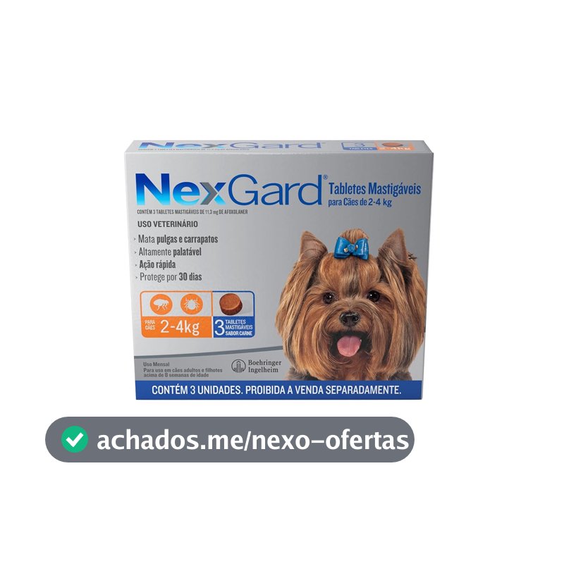 NexGard Antipulgas e Carrapatos para Cães de 2 a 4kg - 3 tabletes
