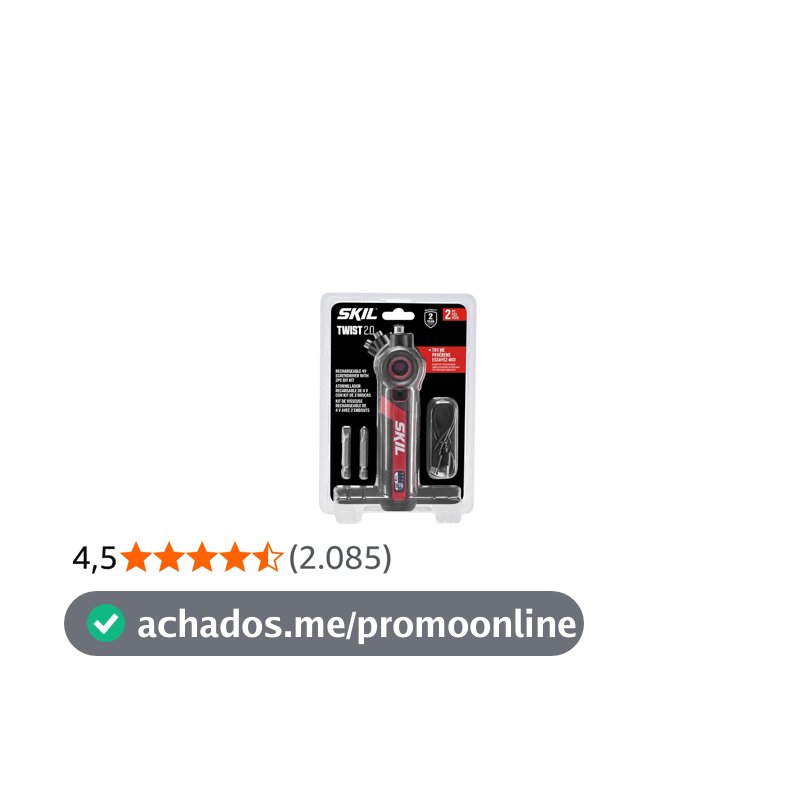 SKIL Chave de fenda Twist 2.0 recarregável de 4 V com cabeça giratória, configuração de torque, cabo de carregamento USB-C e conjunto de 2 bits SD5619-01