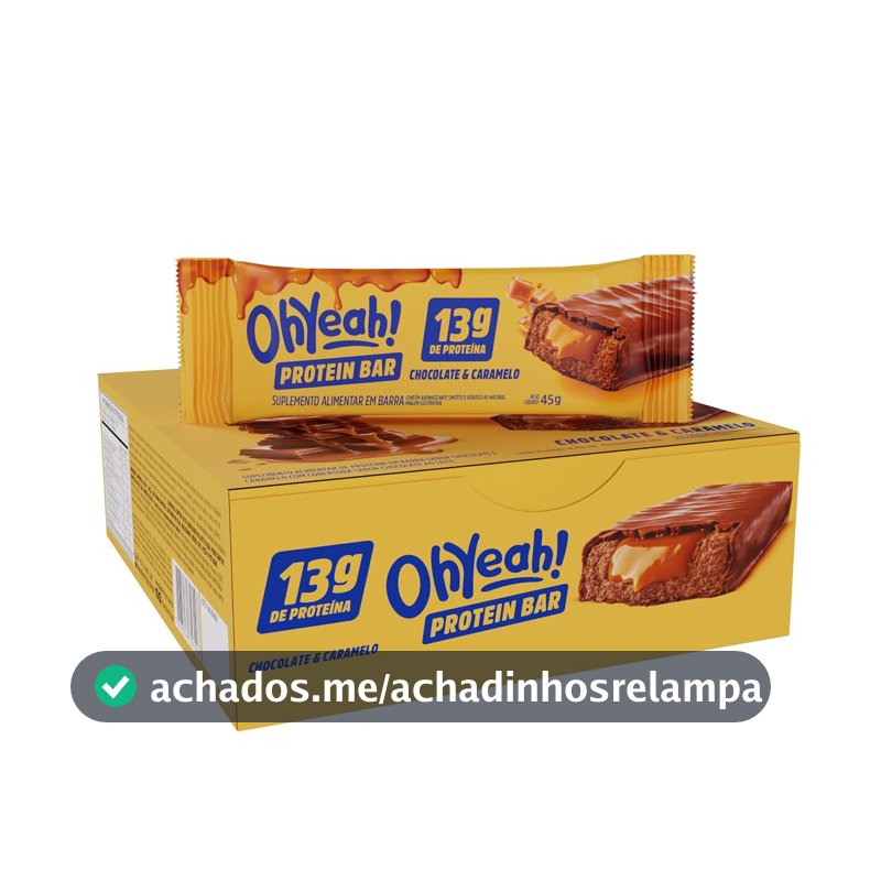 3VS Nutrition Barra de Proteína 45g Oh Yeah - Snack Proteíco - Pré e Pós-Treino - Display com 12 Unidades (Chocolate & Caramelo)