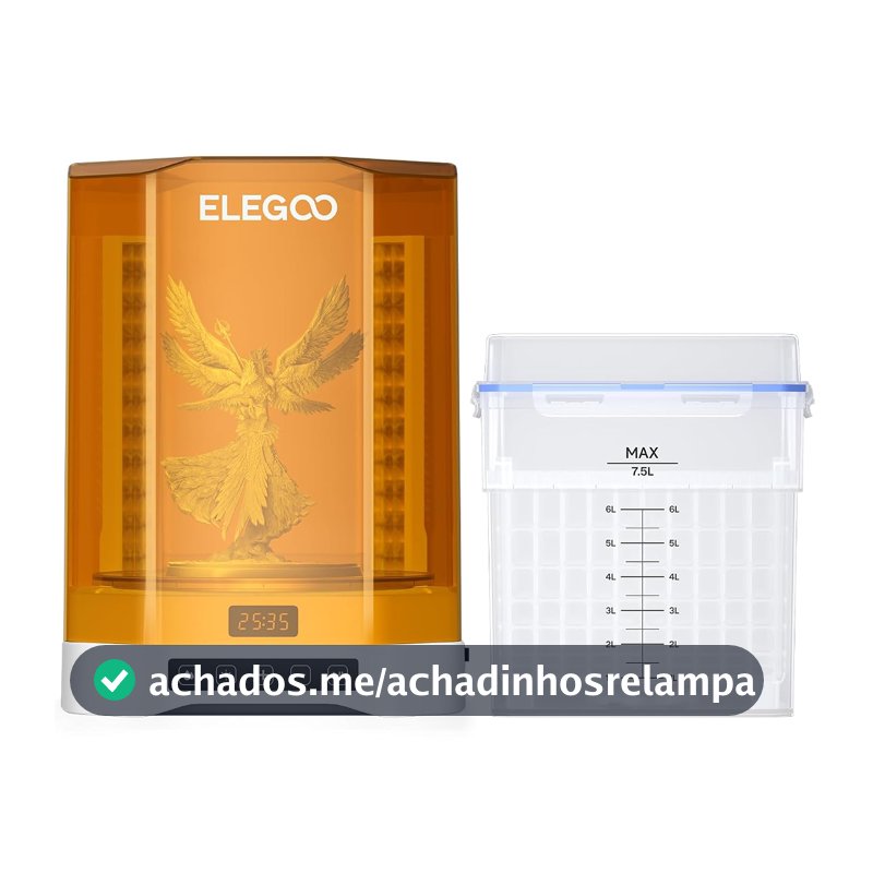 ELEGOO Mercury Plus V3.0 2 em 1 Estação de Lavagem e Cura, grande capacidade de 7,5 L, compatível com impressoras 3D Mars Saturn Photon Halot MSLA LCD DLP, Dimensões de Lavagem de 9,05"×5,31"×10,24"