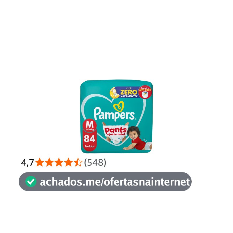 Fralda Pampers Pants Ajuste Total Tamanho M, Fácil de Vestir, 84 Unidades