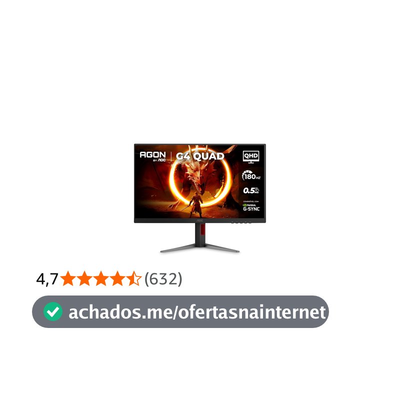 Monitor Gamer AOC AGON QUAD 27" QHD 180Hz 0.5ms IPS HDR10 Base Ajustável Q27G4F