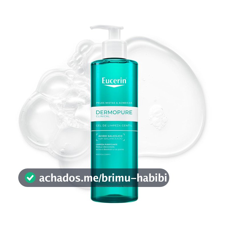 EUCERIN Dermopure Clinical Gel de Limpeza Gentil 400ml, Redução da oleosidade e acne, Desobstrui os poros