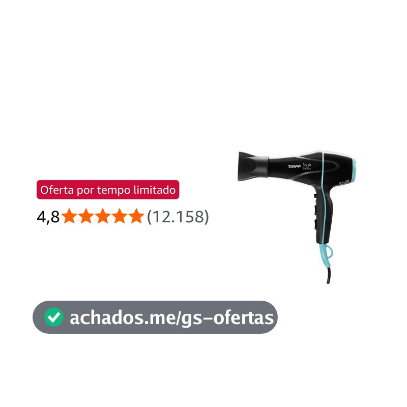 Secador 2000w 127v, Taiff, Style 333, Preto, Pequeno
