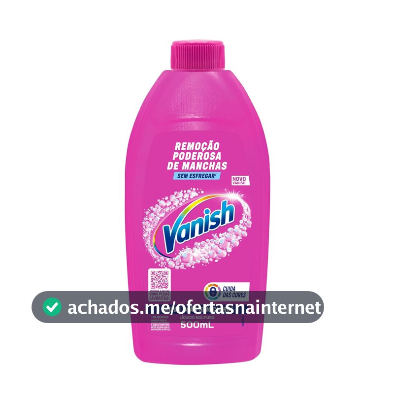 Tira Manchas Líquido Vanish Oxi Action Pink 500ml para Roupas Coloridas. Sem Cloro, Remove Manchas sem Danificar o Tecido, Preserva as Cores e Deixa as Roupas com Aparência de Novas.