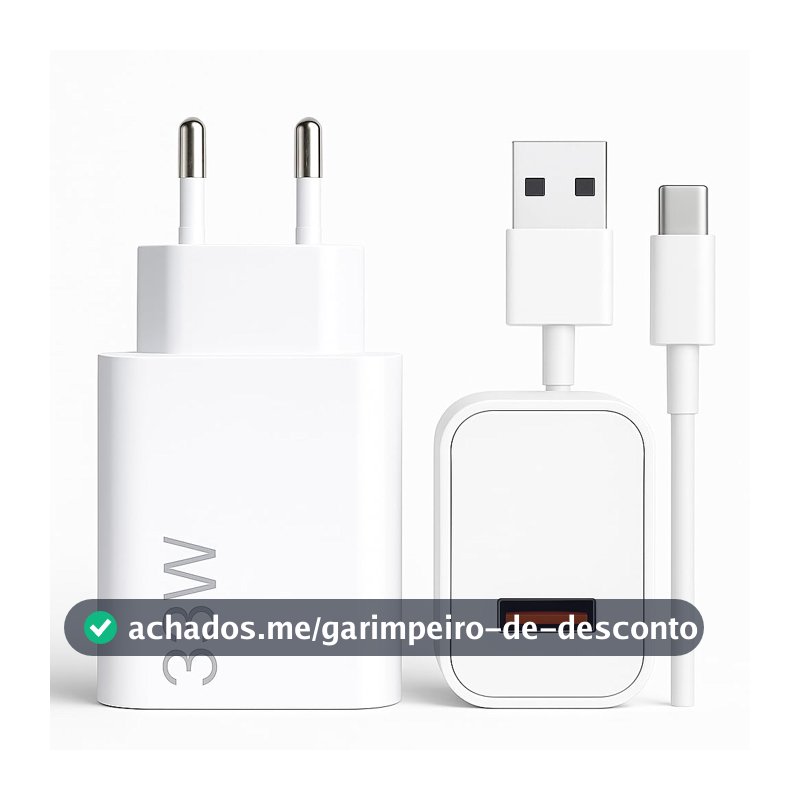 Carregador Turbo Tipo C 33W Com Carregamento Rápido Com Cabo Tipo C Compatível Com Todos Os Dispositivos USB-C, Compativel Com IPhone 15/16, Compativel Com ANdroid, Tablet, SmartWatch