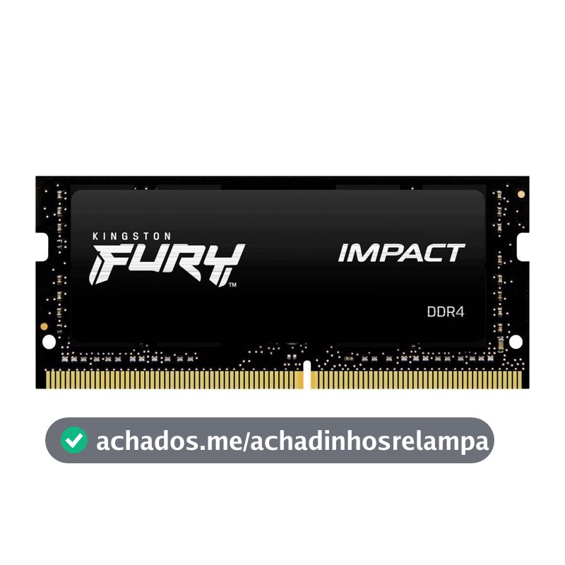 KF432S20IB/8 - Memória 8GB SODIMM DDR4 3200Mhz FURY Impact 1,35V 1Rx8 260 pinos para notebook, Preto