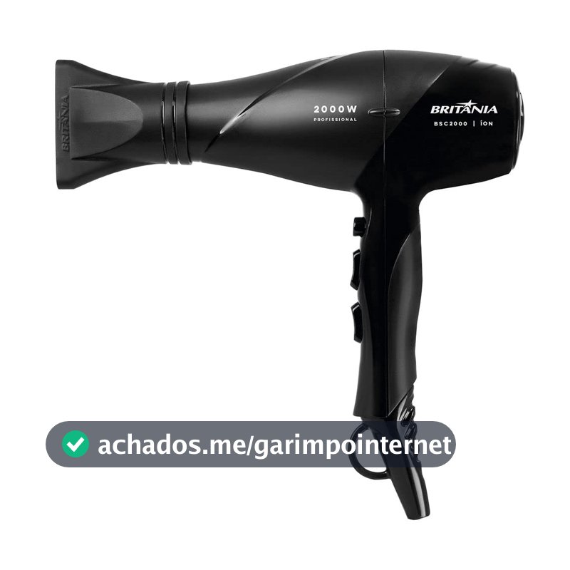 Britânia Secador de Cabelos Preto 2000W BSC2000 220V Bocal Concentrador Metal