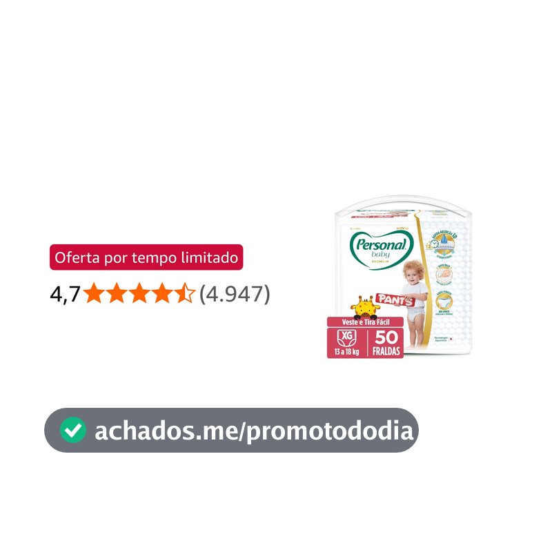 Personal Fralda Baby Premium Pants XG, 50 Unidades