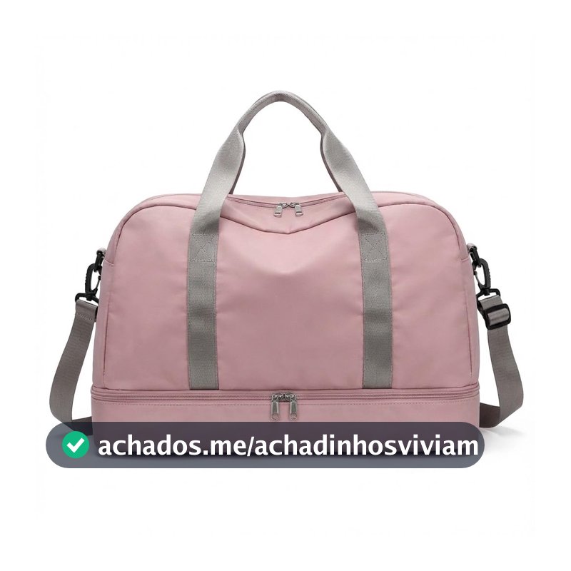 Bolsa de Viagem com Compartimento para Sapatos, Alça Transversal - Mala Esportiva para Academia e Viagens (Rosa Vintage)