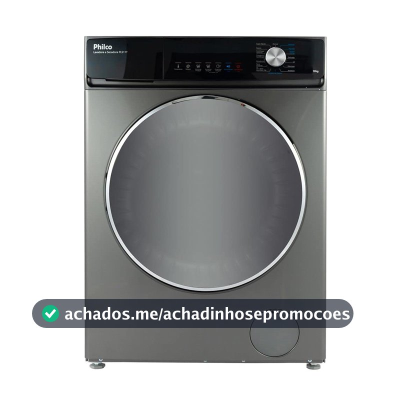 Lava e Seca 16 Programas Eco Inverter Philco 10 kg Inox Pls11t - 110v