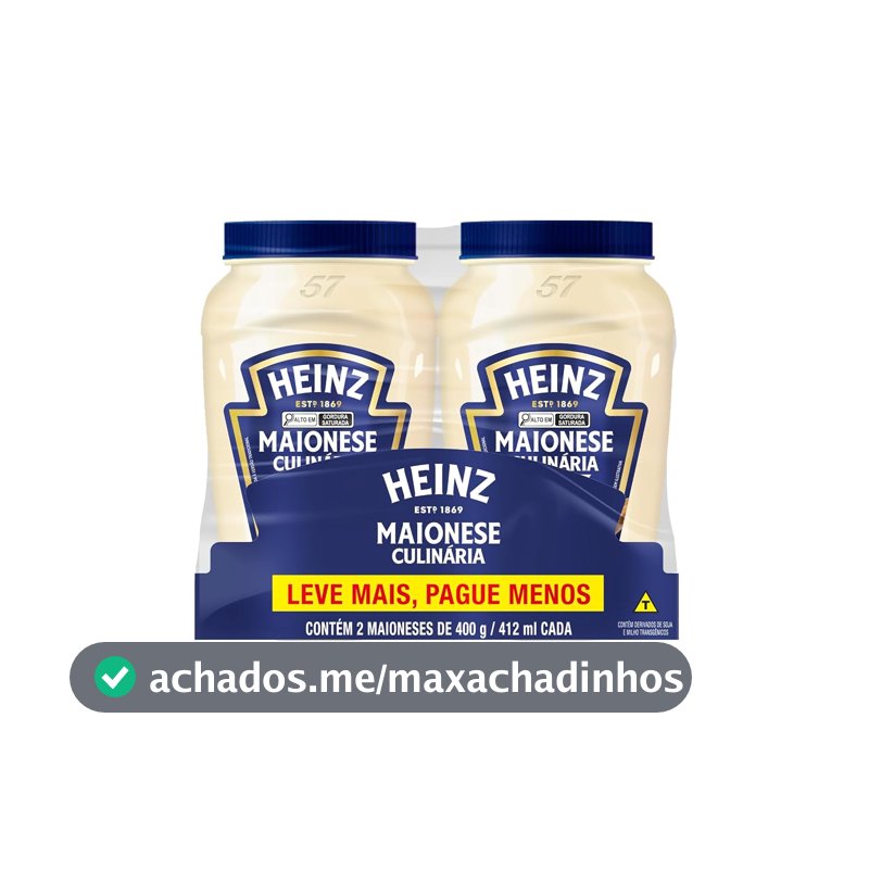 Heinz Pack Maionese Tradicional, 400G - 2 unidades