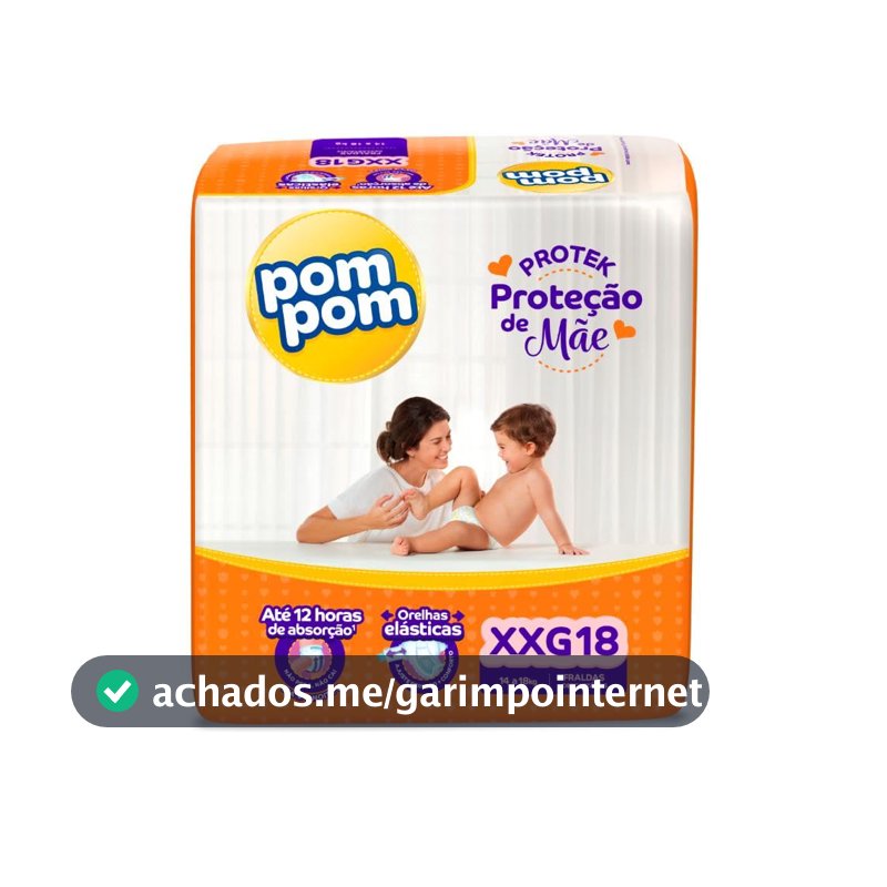 Fralda Pom Pom Protek Proteção de Mãe Jumbo XXG 18 Unidades