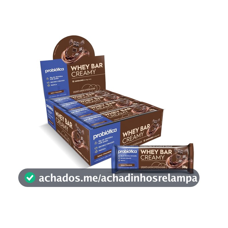 Whey Bar Creamy Caixa 12 unidades (456g), Chocolate, Probiótica