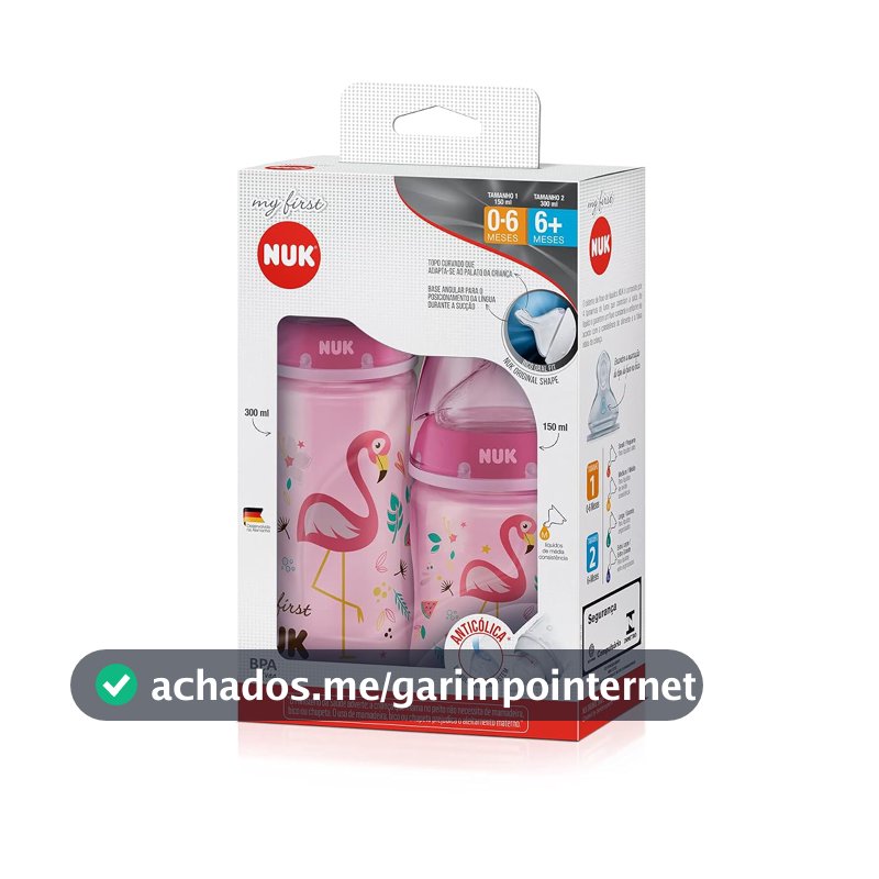 NUK Kit Mamadeira My 1St S1 150Ml S2 300Ml Girl - Rosa 2 Unidades