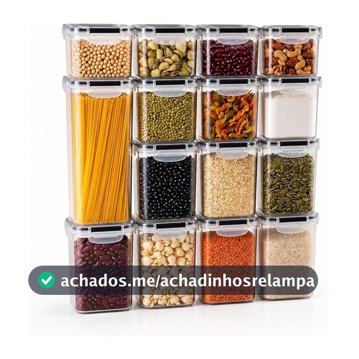 Kit 15 Potes Herméticos para Mantimentos — Organizadores de Cozinha Empilháveis, Livre de BPA, Tampa com Trava Lateral e Vedação em Silicone, 4 Tamanhos (0,8L a 2,8L) + Etiquetas e Caneta