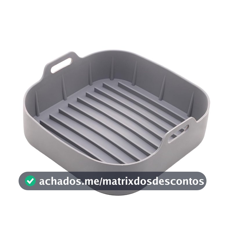 LYOR - Forma Quadrada de Silicone para Air Fryer Cinza 20Cm x 7Cm
