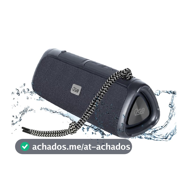 I2GO, Caixa De Som Bluetooth 3 Angle Sound. 12W RMS, Resistente à Água, Preto