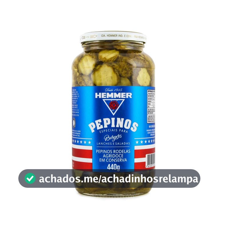 Pepinos em Conserva Agridoce Hemmer Vidro 440G