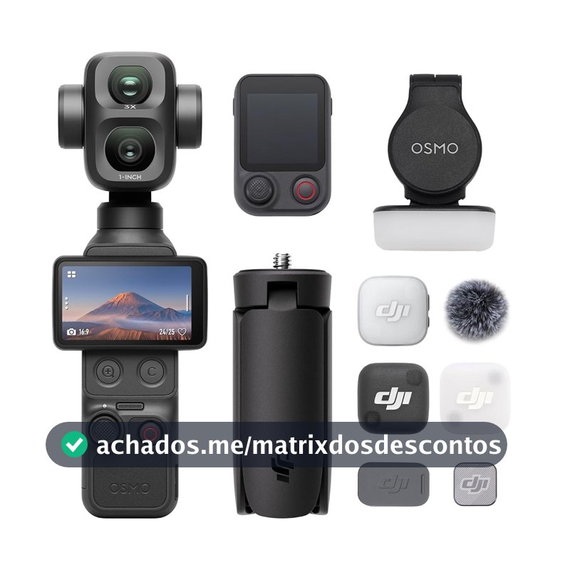DJI Osmo Pocket 4P Vlog Combo, Câmera Vlog de Lente Dupla, Cinematic 4K
