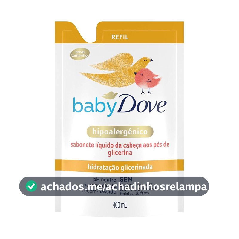 Dove Baby Sabonete Líquido Hidratação Glicerinada da Cabeça aos Pés 400ml Refil