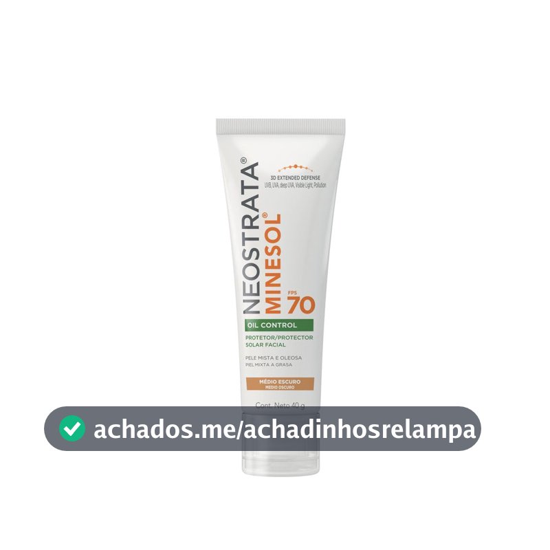 Protetor Solar Facial Minesol Oil Control, Pele Morena, FPS 70, 40g