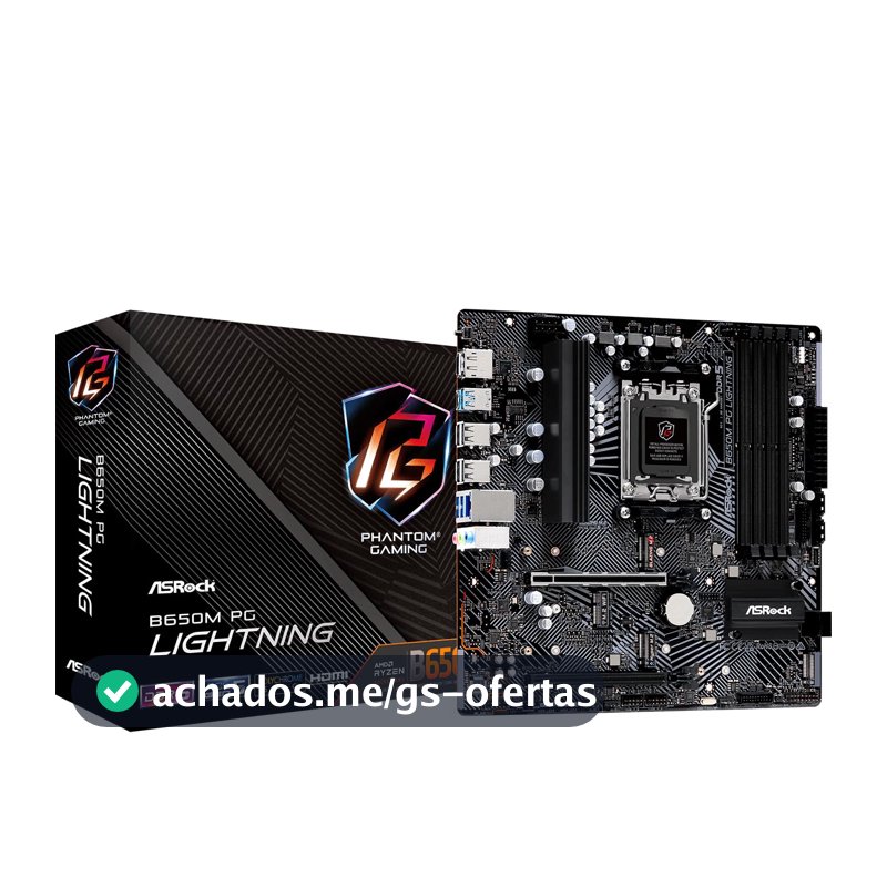 Placa Mãe Asrock B650M PG LIGHTNING (AM5/4xDDR5/HDMI/DP/M.2/USB 3.2)