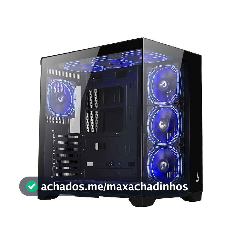 Gabinete Gamer Rise Mode Galaxy Glass Standard V2, Mid Tower, ATX, Lateral e Frontal em Vidro Temperado, Sem FANs, Preto - RM-GA-GGST2-FB