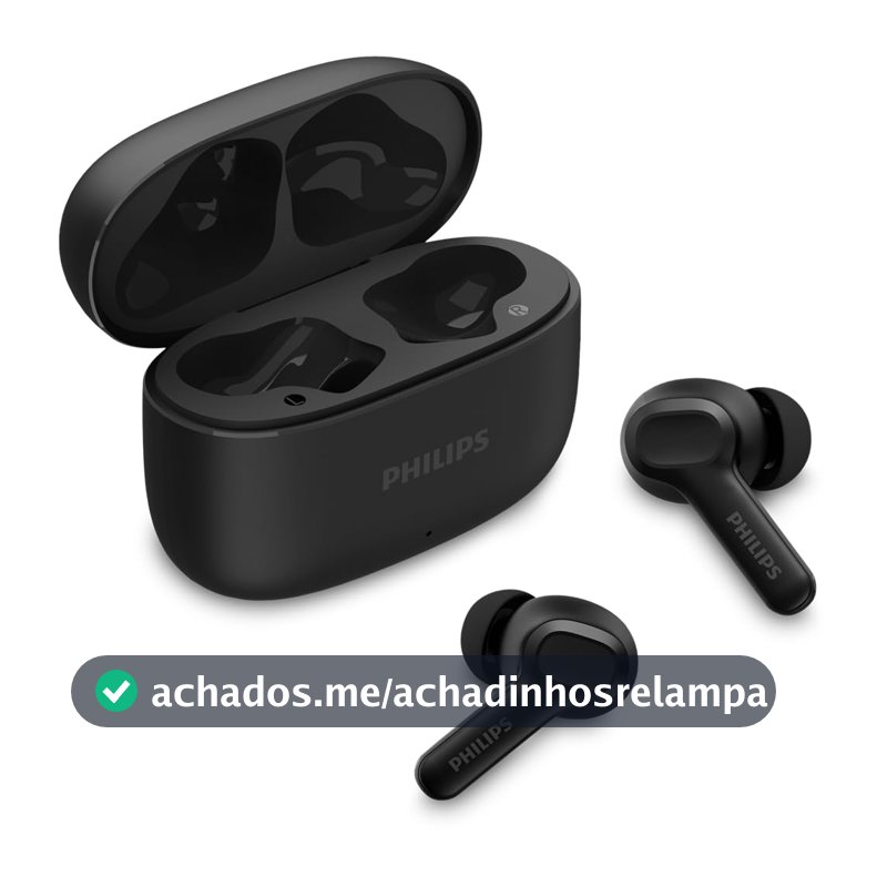 PHILIPS, Fone de Ouvido Sem Fio TWS, TAT1109BK/00, Bluetooth, Com Microfone, Até 24 horas de bateria, Preto