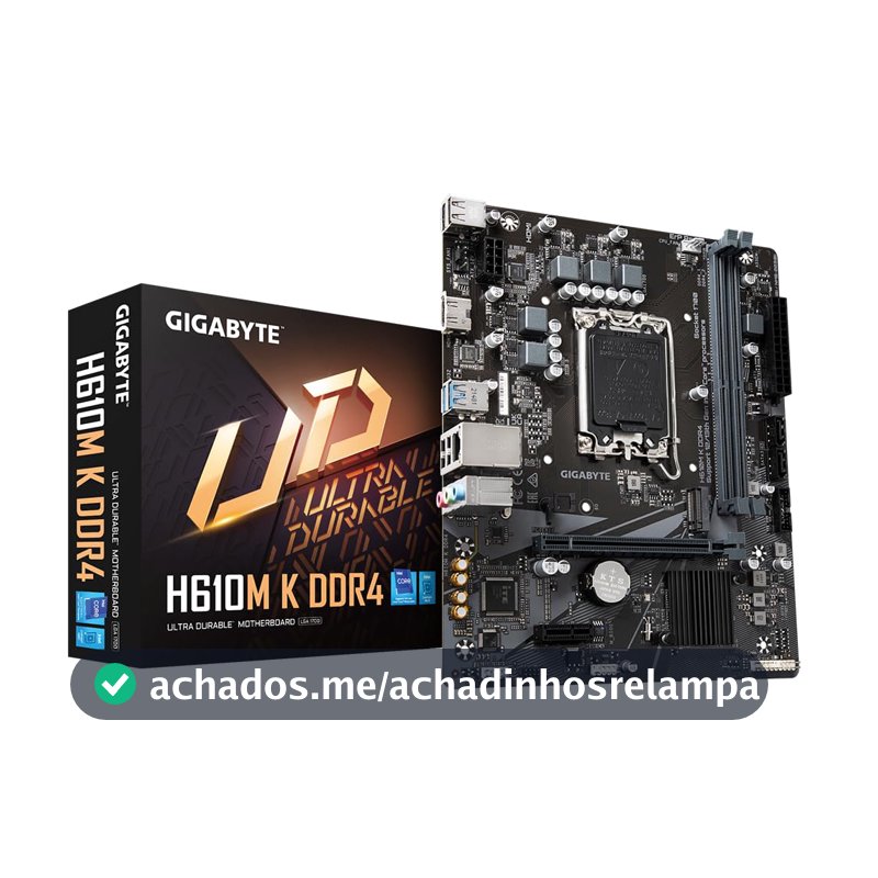 Gigabyte H610M K DDR4 Placa-Mãe Micro-ATX, Socket LGA 1700, DDR4, para Intel Core 12ª/13ª/14ª Geração