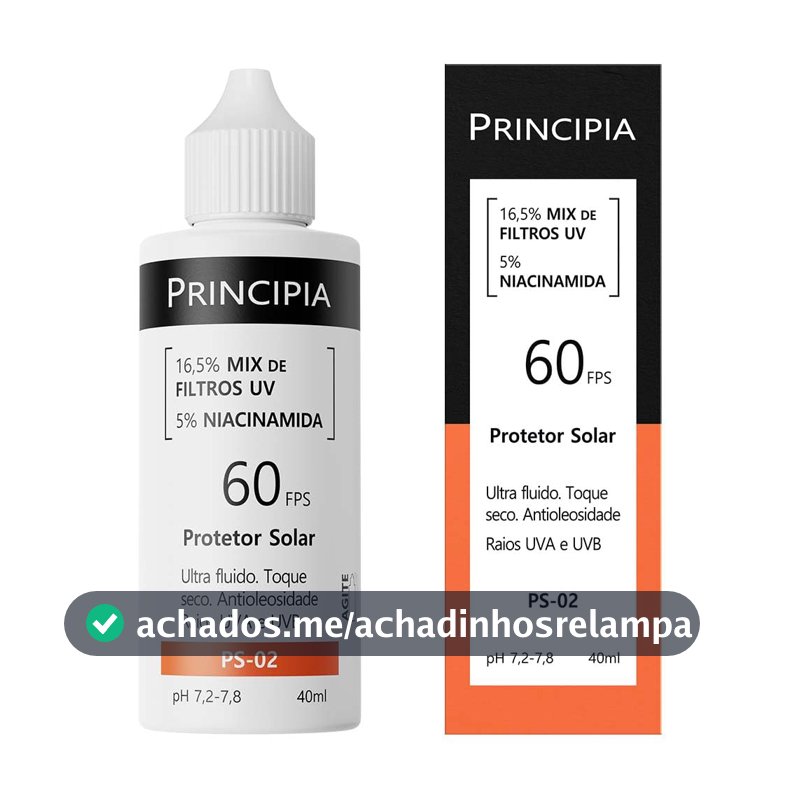 Protetor Solar Facial Principia, Com Niacinamida 5%, FPS 60, 40ml