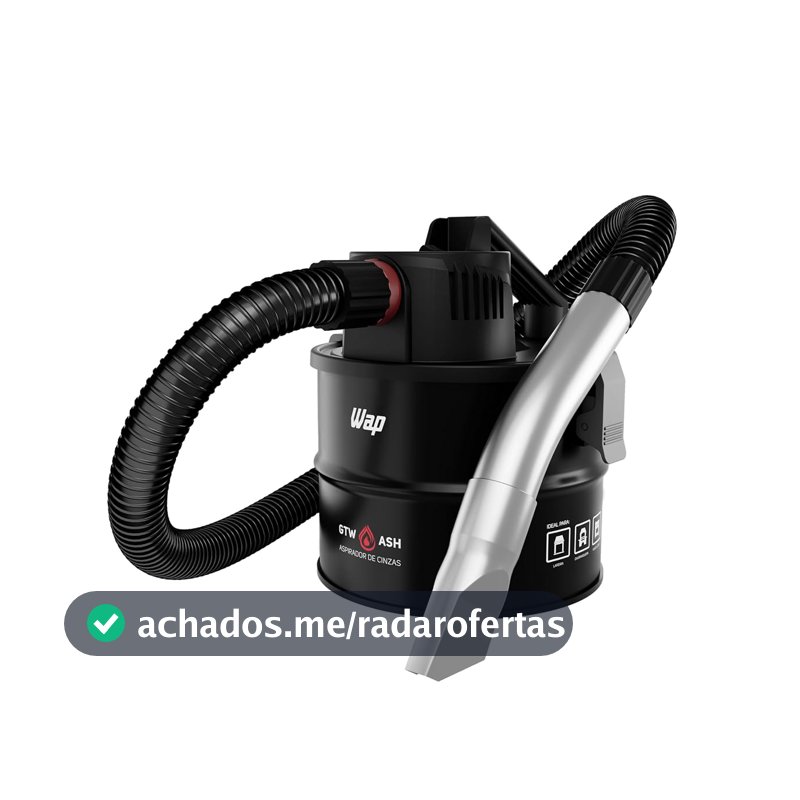 WAP Aspirador de Cinzas Frias GTW ASH para Churrasqueira, 4 Litros, Revestido em Aço Resistente, 120mbar 1400W 127V